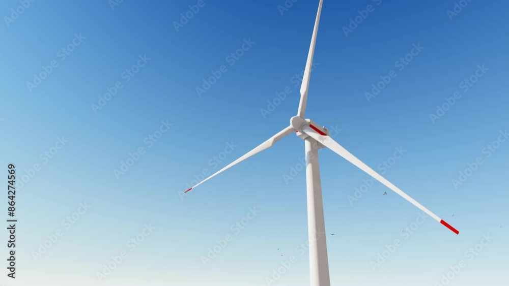 Offshore wind turbines farm on the ocean. Sustainable energy production, clean power. 4K ULTRA HD. Offshore wind turbines farm on the ocean. Sustainable energy production, clean power. 4K ULTRA HD.