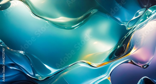Abstract blue and green liquid background