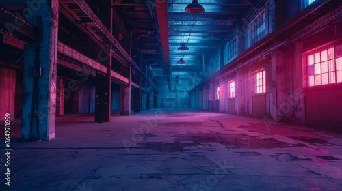 Neon Glow in an Abandoned Warehouse