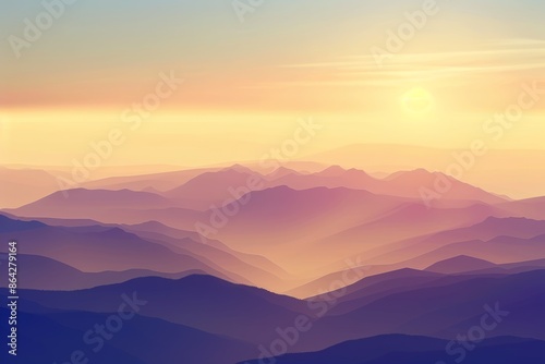 Serene mountain sunrise in vibrant colors