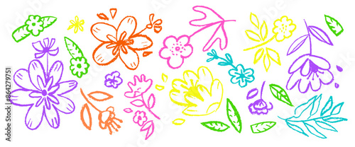 Vector set with spring flowers hand drawn . Black brush flower silhouettes. Ink drawing wild plants, herbs or flowers, monochrome botanical illustration. Anemones, peonies, chrysanthemums isolated cli