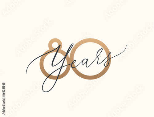 Eighty years celebration event. 80 years anniversary sign. Vector design template.

