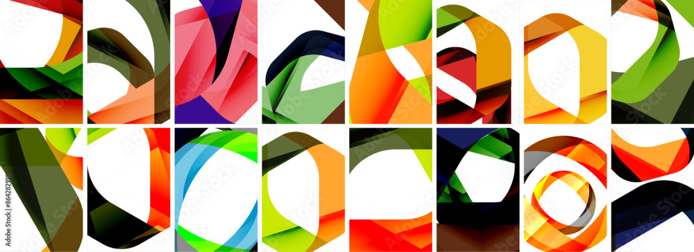 Collection of abstract background with waves, colorful shapes and 3d shadow effect. Vector Illustration For Wallpaper, Banner, Background, Card, Book Illustration, landing page