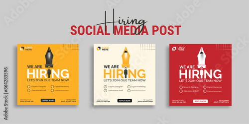 We are hiring job vacancy social media post or square web banner template vector design	