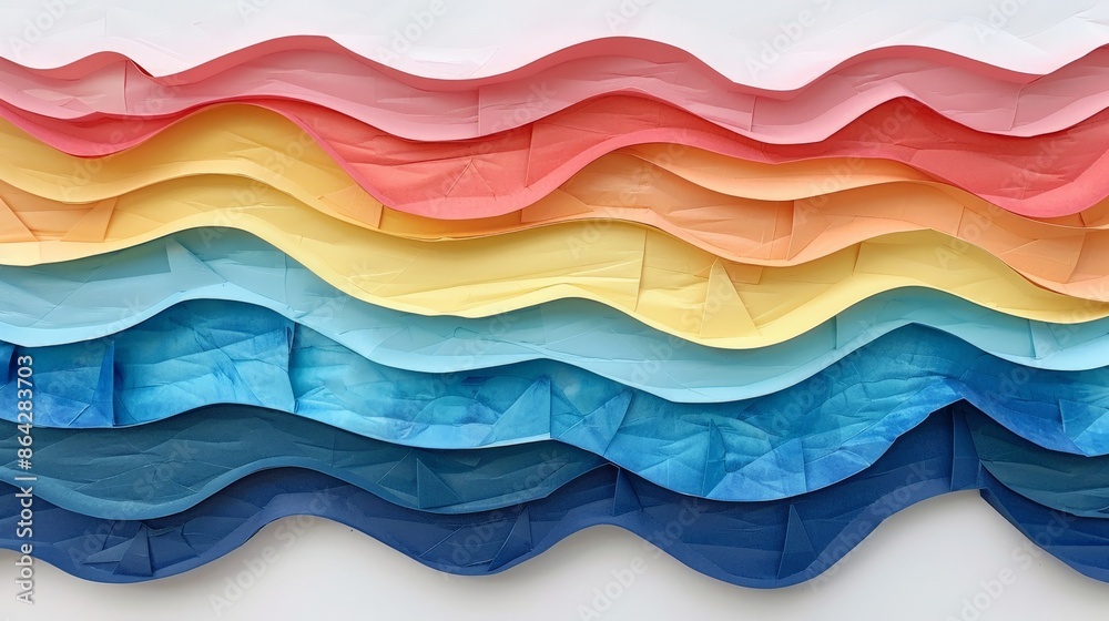 Layered construction paper cut in waves for a multi-textured look