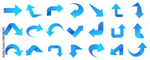 Set of blue arrow icons, pointing up, down, left and right icon