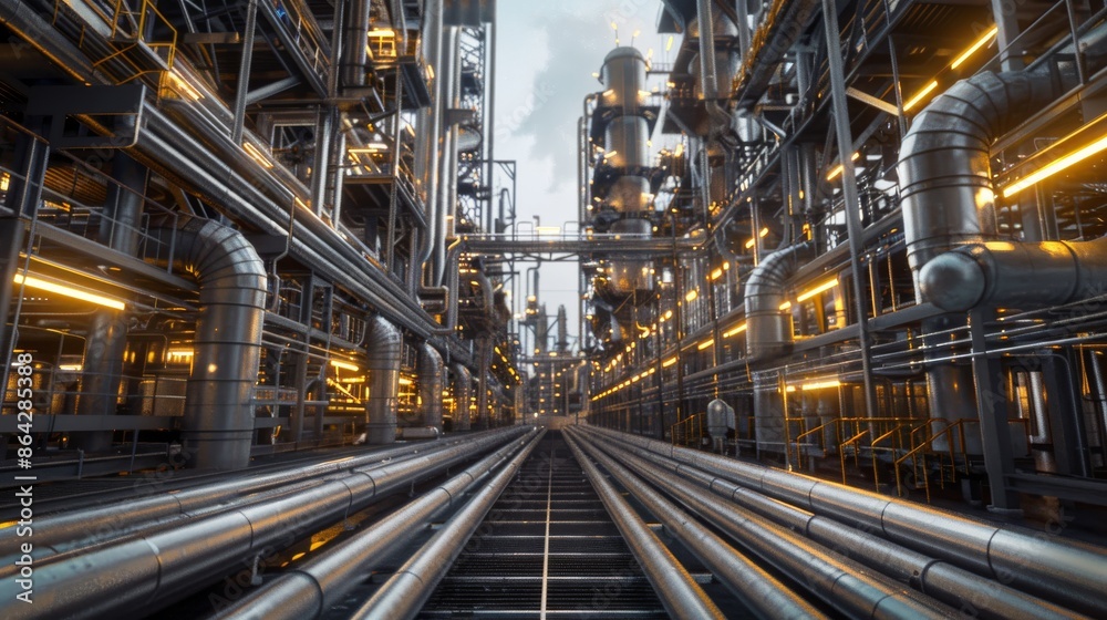 Industrial Complex: A Network of Pipes and Catwalks Industrial Complex: A Network of Pipes and Catwalks