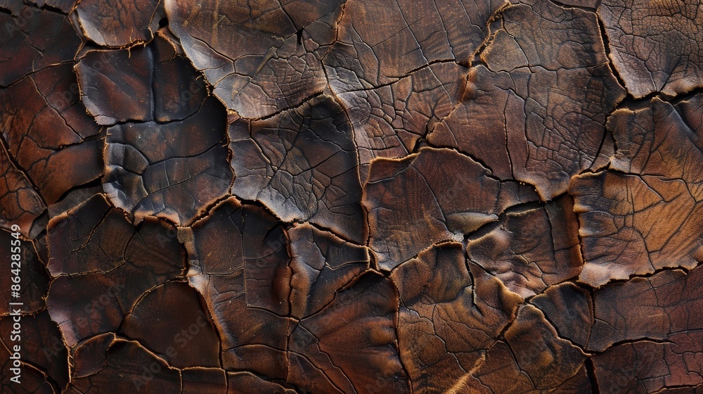 Obraz premium Weathered Elegance: Close-up of Cracked Vintage Leather Texture