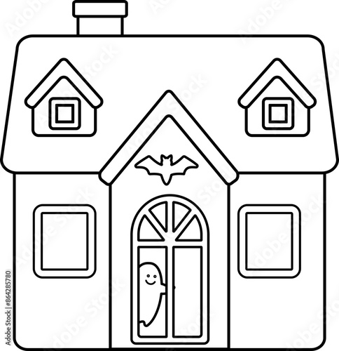 Halloween haunted house outline