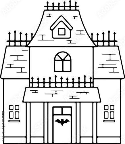 Halloween haunted house outline