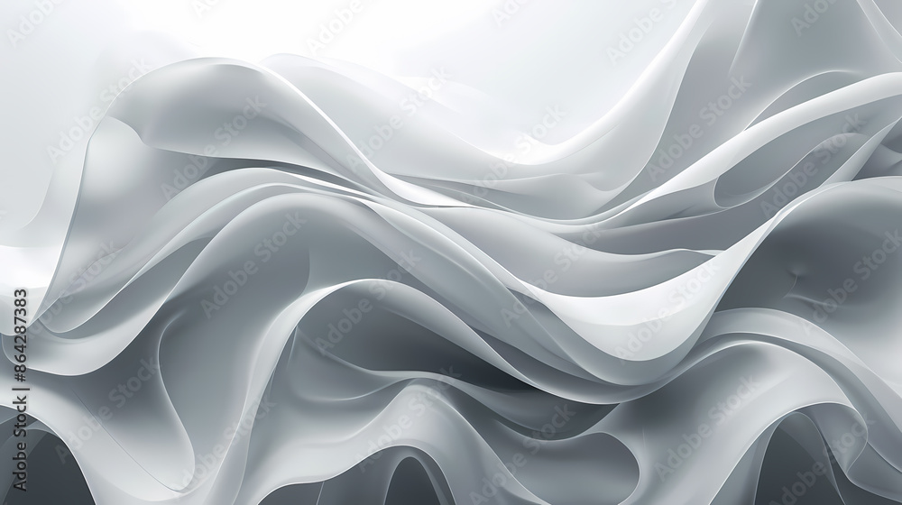 Obraz premium Abstract silky wave patterns in monochromatic tones creating a calm and tranquil visual texture.
