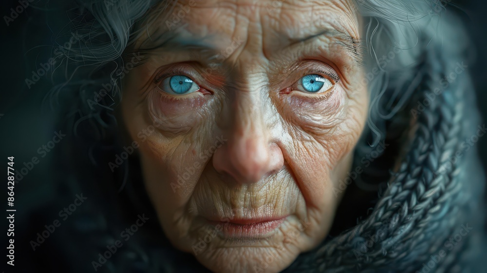 close up of an old woman with blue eyes close up of an old woman with blue eyes