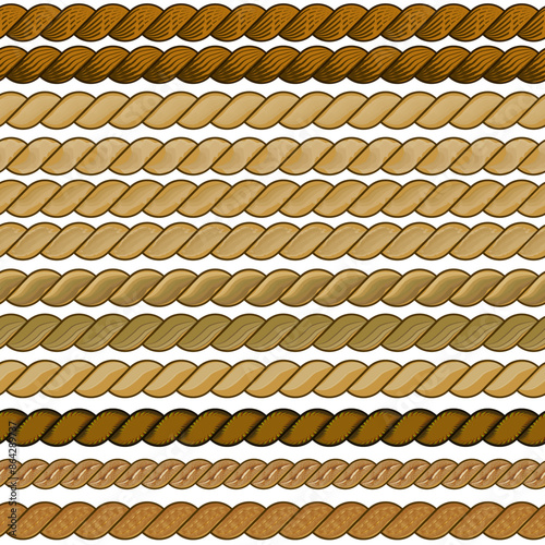  nautical rope brush design for graphic artists for creative projects, Rope brushes set. Rope frame design elements. Seamless marine rope pattern brush - Part 5
