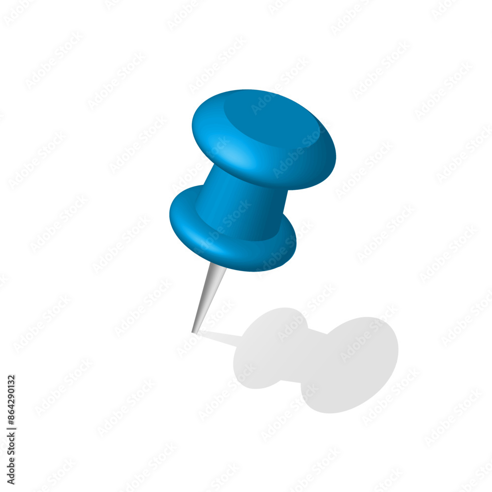 Blue push pin vector illustration isolated on white background Blue push pin vector illustration isolated on white background