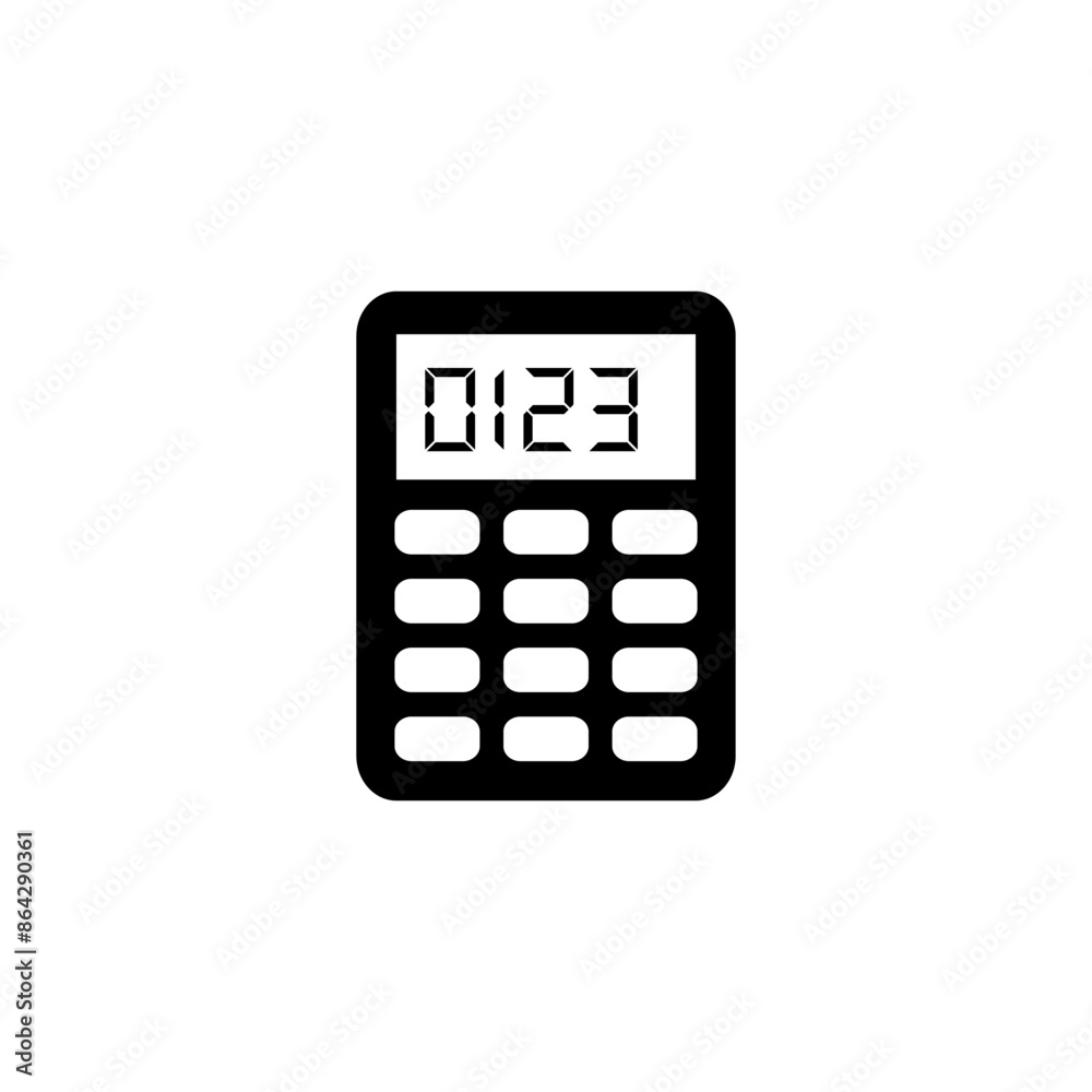 Calculator black and white flat vector icon design on white background Calculator black and white flat vector icon design on white background