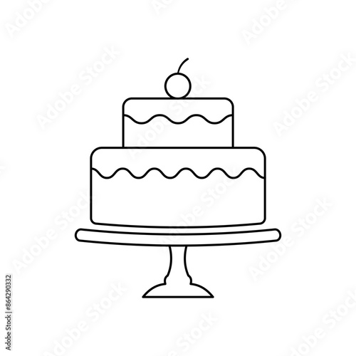 Cake flat vector icon design with editable stroke. Cake line icon and symbol