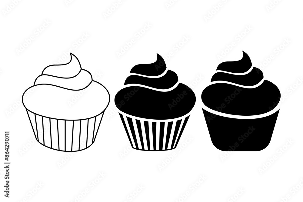 cupcake flat vector icon design set isolated on white background. Cupcake clip art and symbol cupcake flat vector icon design set isolated on white background. Cupcake clip art and symbol