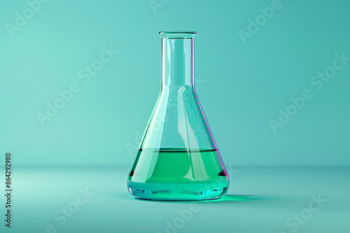 a glass beaker with a liquid in it