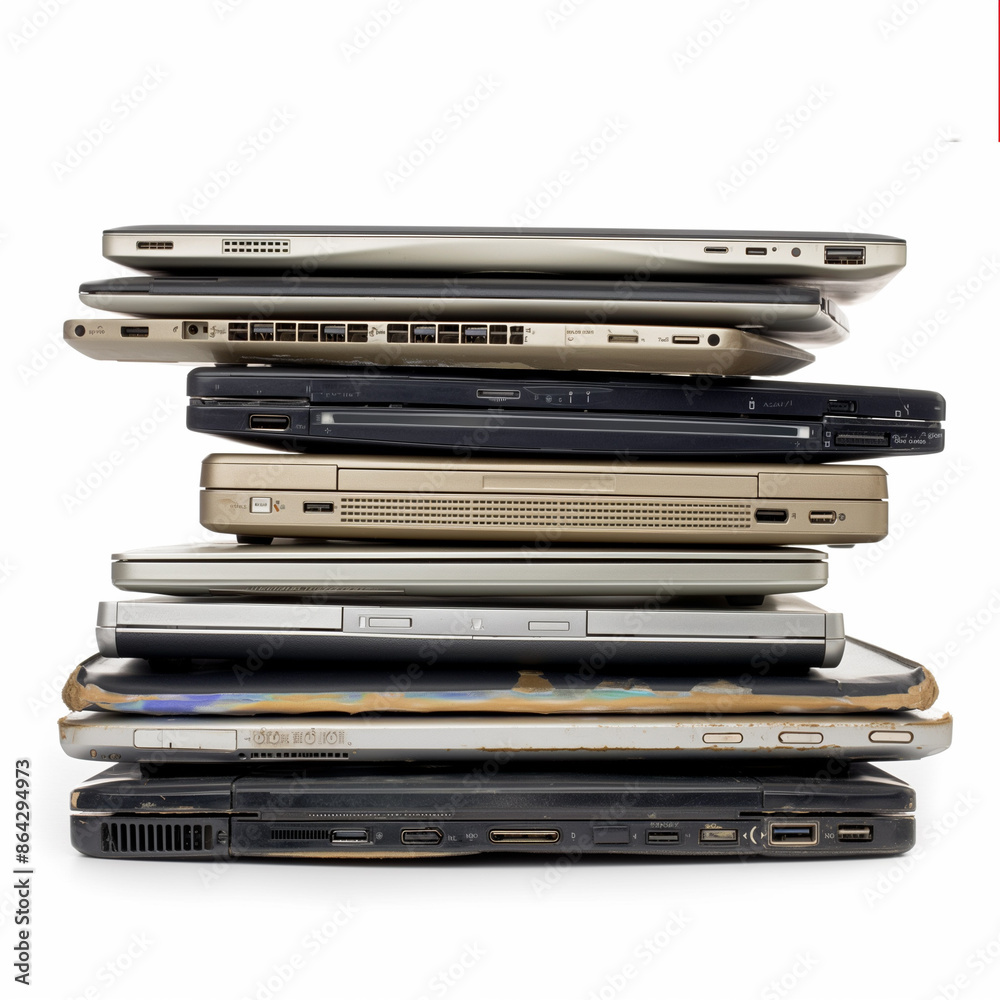 Stack of Laptops on a white background. Isolated. Stack of Laptops on a white background. Isolated.