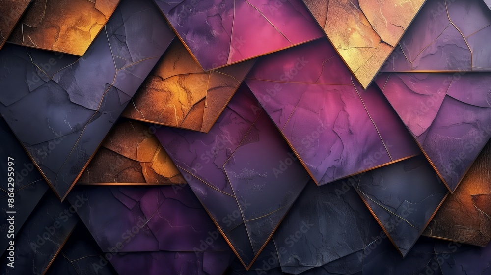 A modern wallpaper showcasing geometric gold lines on a gradient background transitioning from purple to black, adding a touch of contemporary elegance A modern wallpaper showcasing geometric gold lines on a gradient background transitioning from purple to black, adding a touch of contemporary elegance