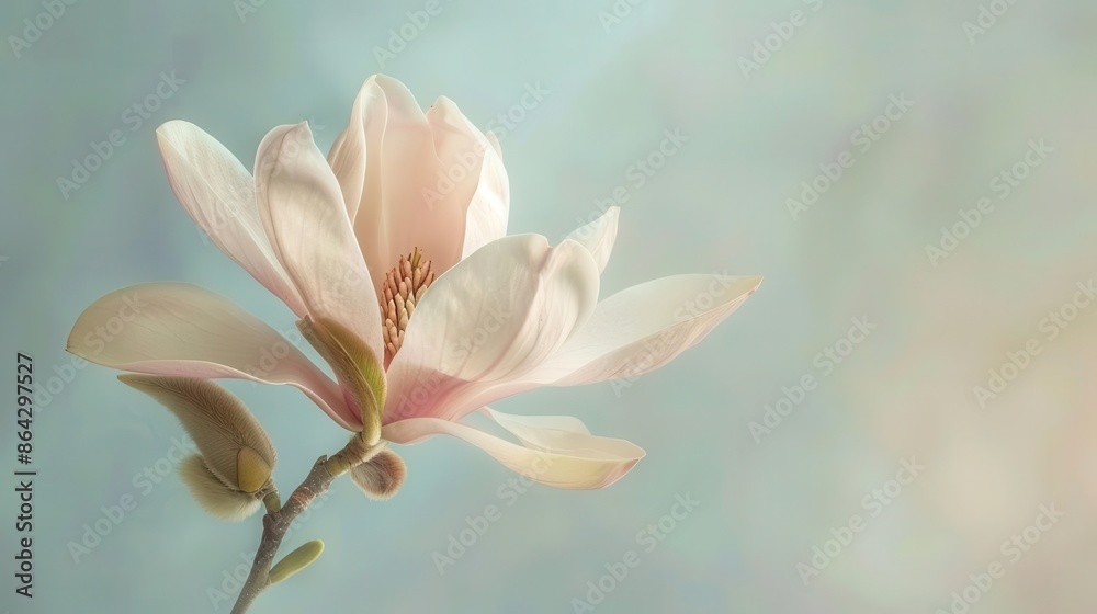 Naklejka premium elegant botanical beauty magnolia blooms with velvety petals delicate floral photography