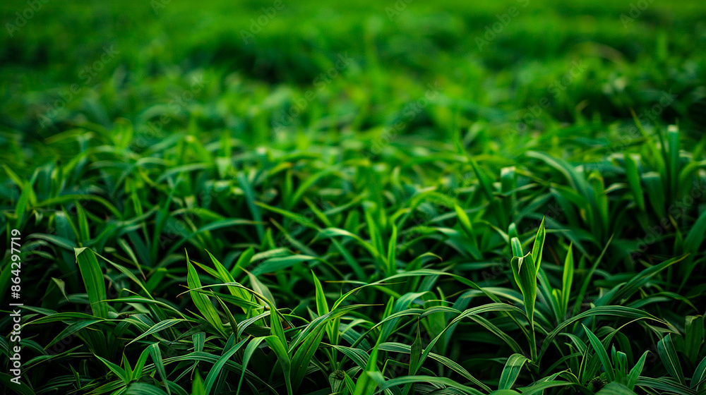 Obraz premium Lush green grass field in close-up, showing the texture and freshness of healthy growing grass, suitable for backgrounds and nature concepts
