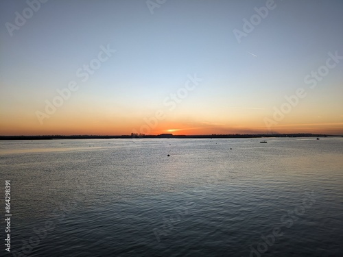 Sunset over the River Crouch at Burnham-on-Crouch in Essex, UK