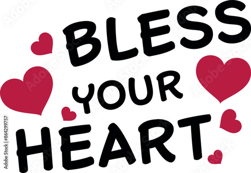 Bless your heart isolated on white background. Flat vector illustration.