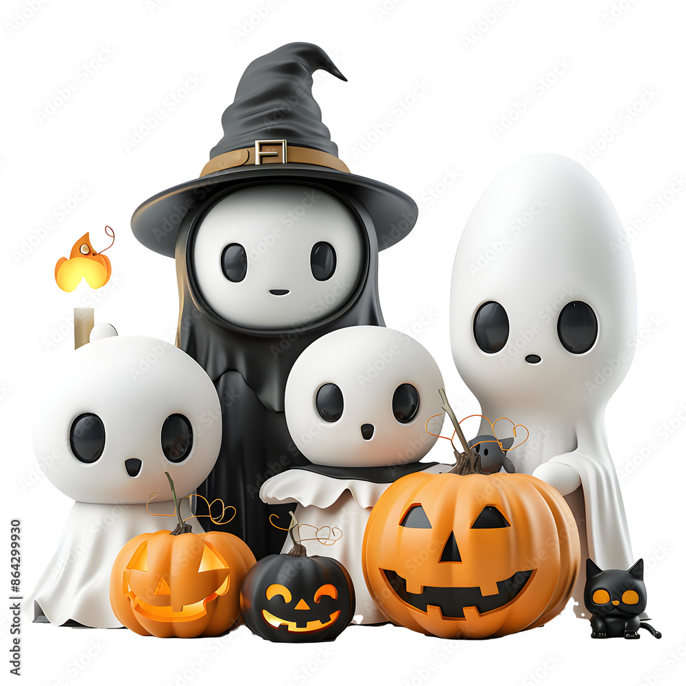 A group of Halloween characters, including a witch, are posing for a photo A group of Halloween characters, including a witch, are posing for a photo