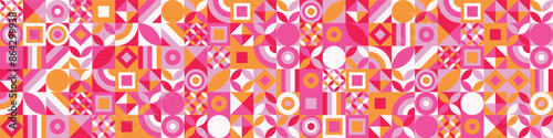 Geometric texture. Colourful abstract background in Bauhaus style. Banner. Vector illustration