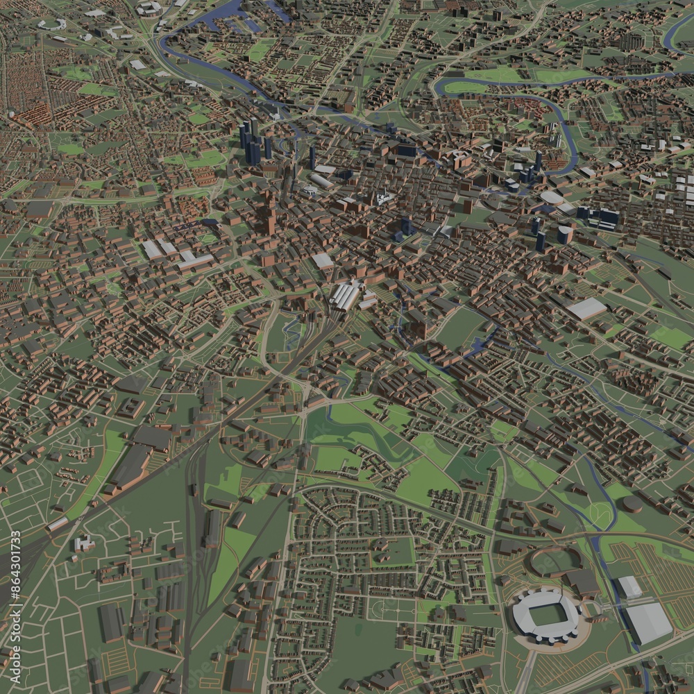 Fototapeta premium 3D illustration of city and urban in Manchester England