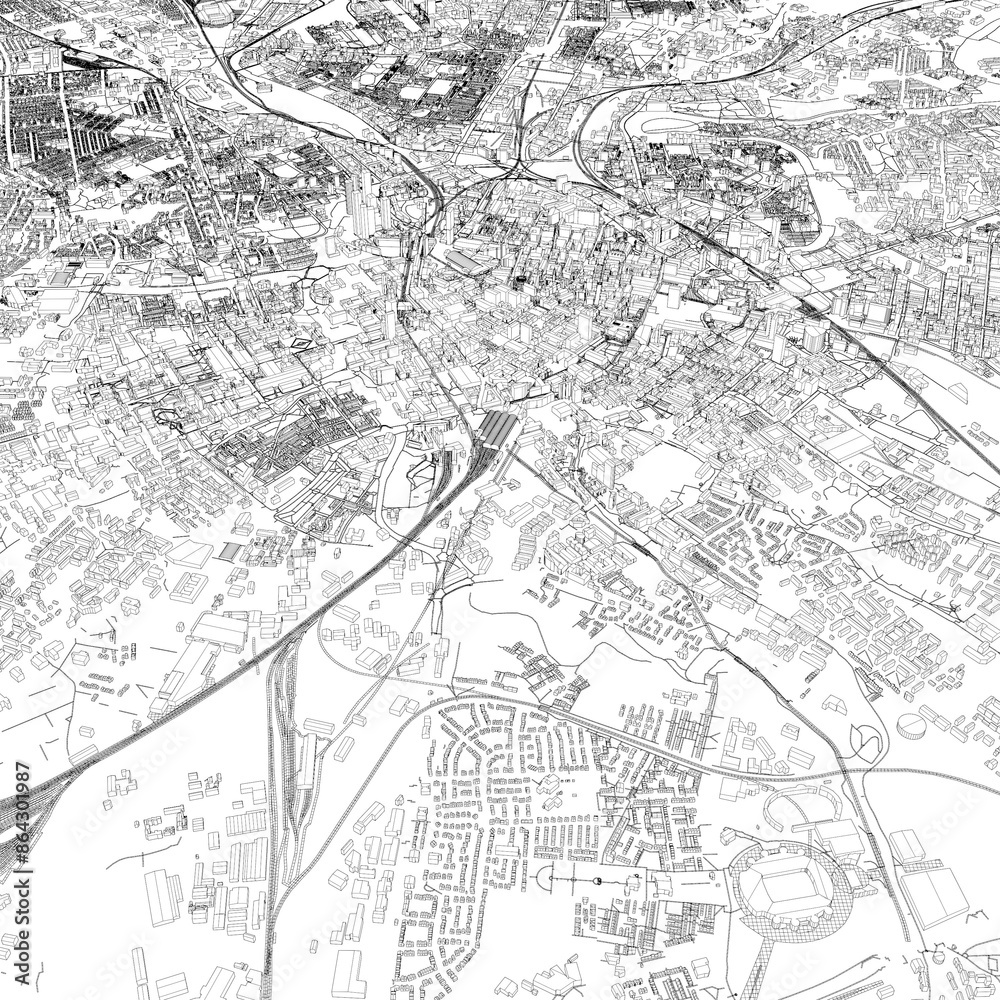 Fototapeta premium 3D illustration of city and urban in Manchester England