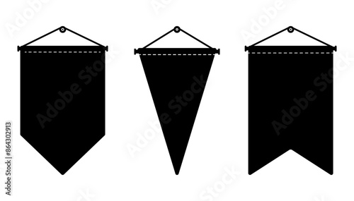 Simple pennant icon set silhouette. vector illustration