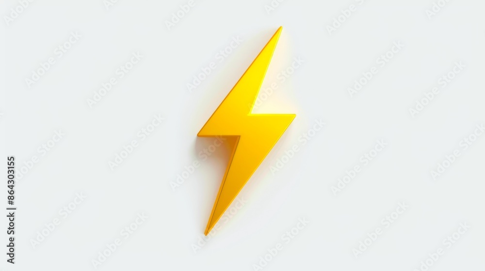 Yellow lightning bolt on white background, minimalistic design. Energy and speed concept Yellow lightning bolt on white background, minimalistic design. Energy and speed concept
