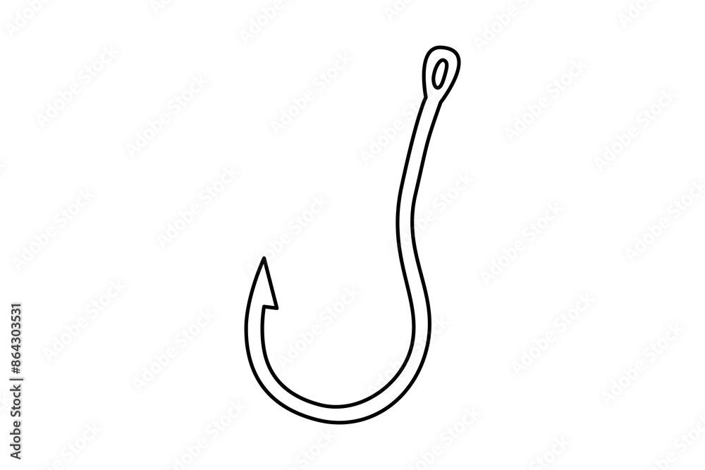 Hand drawn cute outline illustration of fishing hook. Flat vector fishery hobby gear in line art doodle style. Sharp bait for fish icon or print. Allure to trap. Decoy for deception. Isolated. Hand drawn cute outline illustration of fishing hook. Flat vector fishery hobby gear in line art doodle style. Sharp bait for fish icon or print. Allure to trap. Decoy for deception. Isolated.