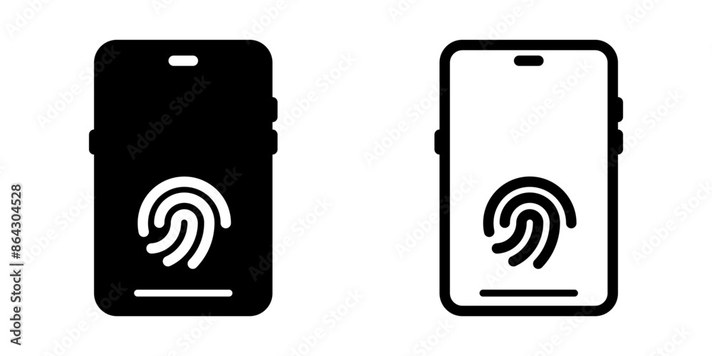 Smartphone icon set. Fingerprint, Password sign. Flat illustration of vector icon on white background Smartphone icon set. Fingerprint, Password sign. Flat illustration of vector icon on white background