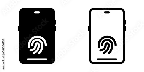 Smartphone icon set. Fingerprint, Password sign. Flat illustration of vector icon on white background