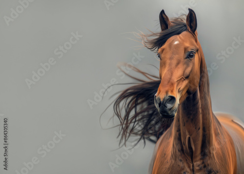 The power and grace of a red stallion in the wind