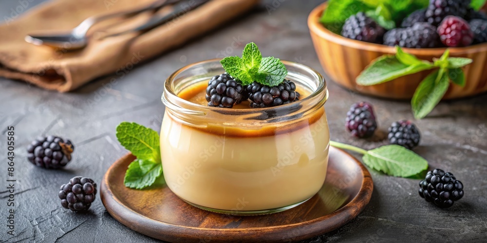 Panna cotta with fresh blackberries. Panna cotta with fresh blackberries.