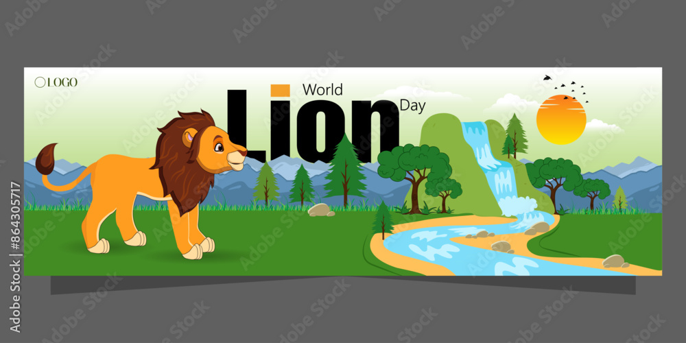 Fototapeta premium Lions Day, celebrated on August 10th, is dedicated to raising awareness about the conservation of lions and their habitats
