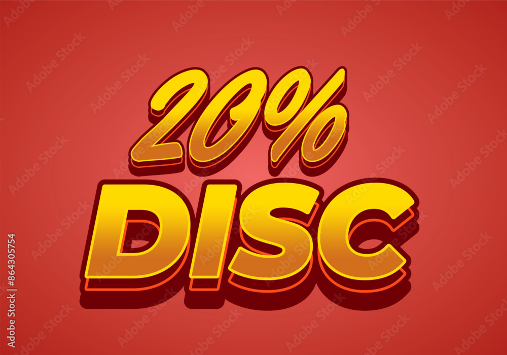 20 percent discount. Text effect in 3D look and good colors 20 percent discount. Text effect in 3D look and good colors