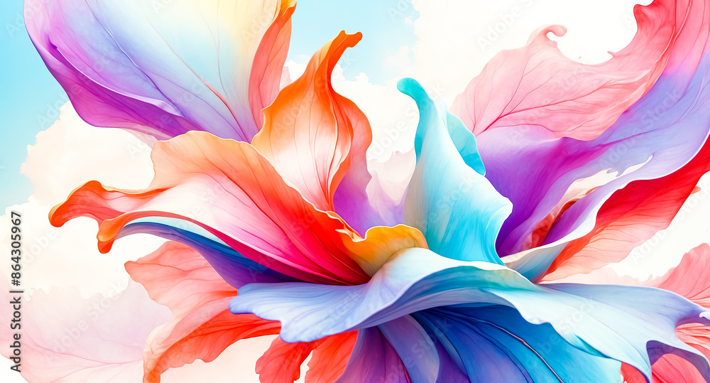 Abstract Colorful Flower with Soft Pastel Tones Abstract Colorful Flower with Soft Pastel Tones