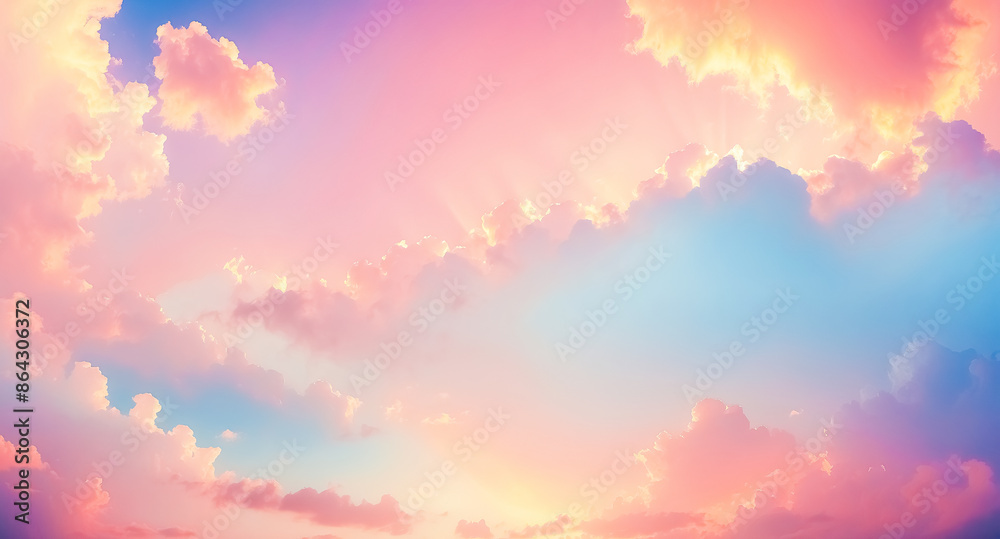 Obraz premium Soft Pink and Blue Sky with Clouds