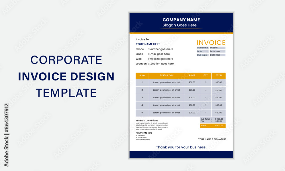 Obraz premium Creative Modern & Corporate Minimal Simple Business Invoice Template Design
