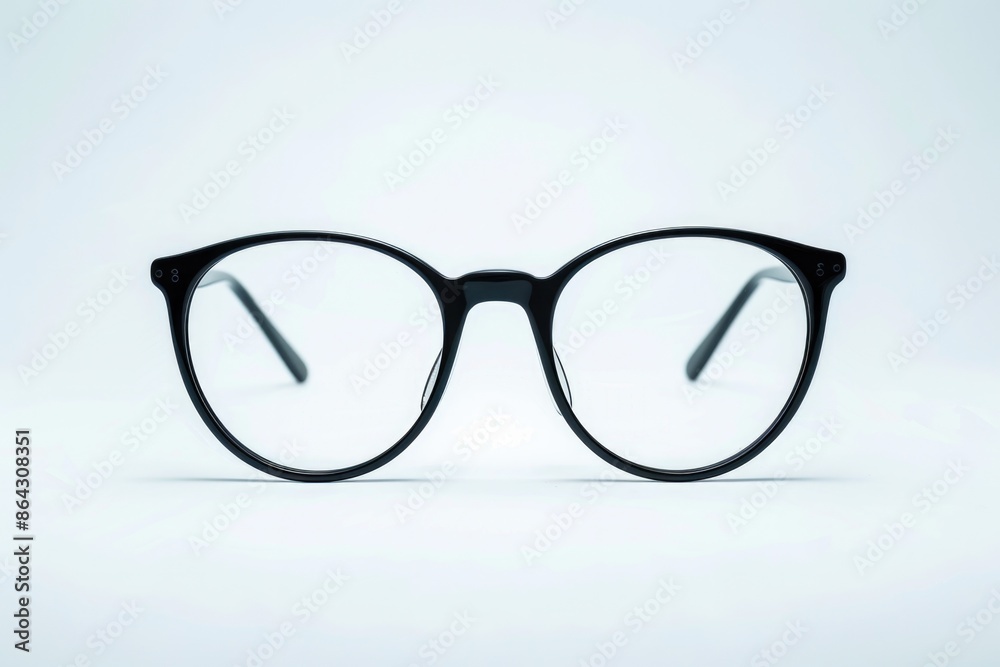 Eyeglasses Isolated On White. Black Frame Eyeglasses on White Background with Copy Space