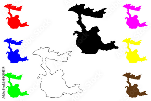 Cunda island (Republic of Turkey) map vector illustration, scribble sketch Alibey or Moschonisi ada map