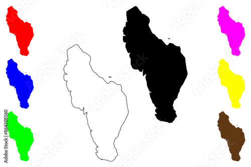 Sazan island (Republic of Albania) map vector illustration, scribble sketch Sazan map