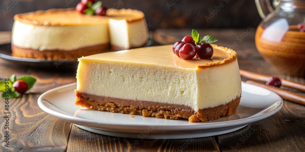 Classic cheesecake with a cherry on top. Classic cheesecake with a cherry on top.