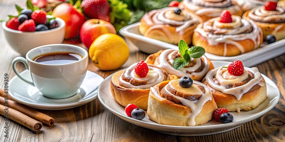 Cinnamon rolls with a cup of coffee. Cinnamon rolls with a cup of coffee.