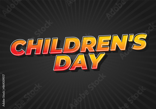 Children day. Text effect in good colors with 3D style